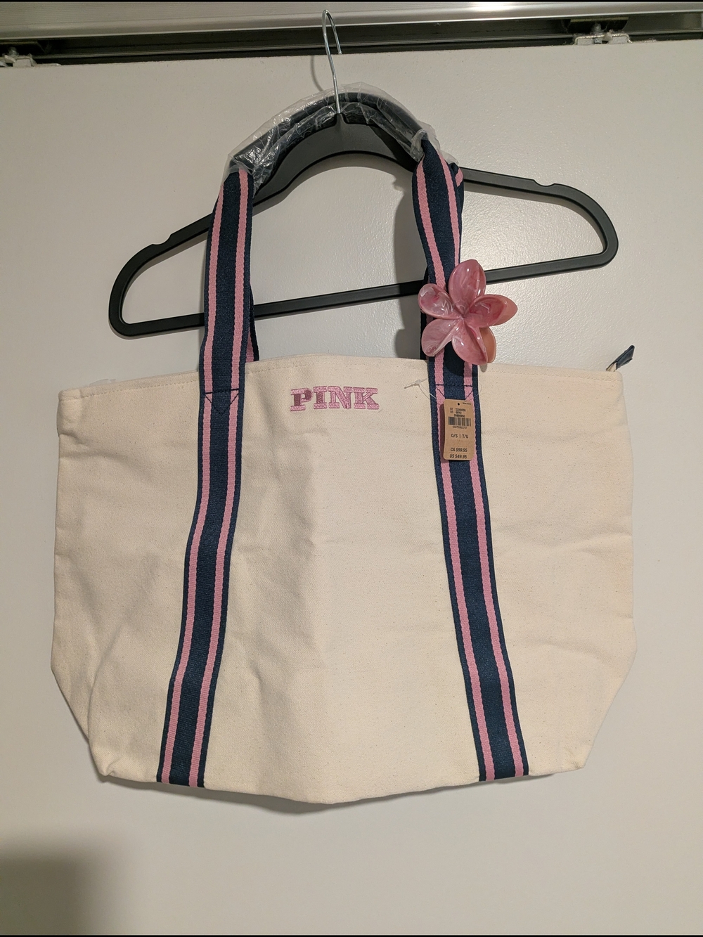 Preppy Summer Essentials PINK Canvas Tote BNWT
